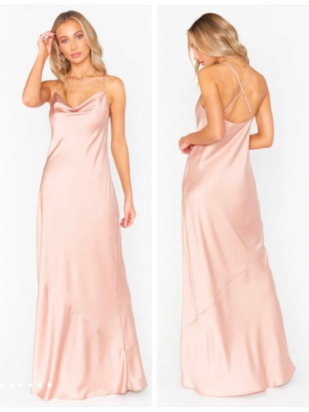 NWT Show Me Your MuMu Tuscany Maxi Slip Dress In Rose Gold Size M